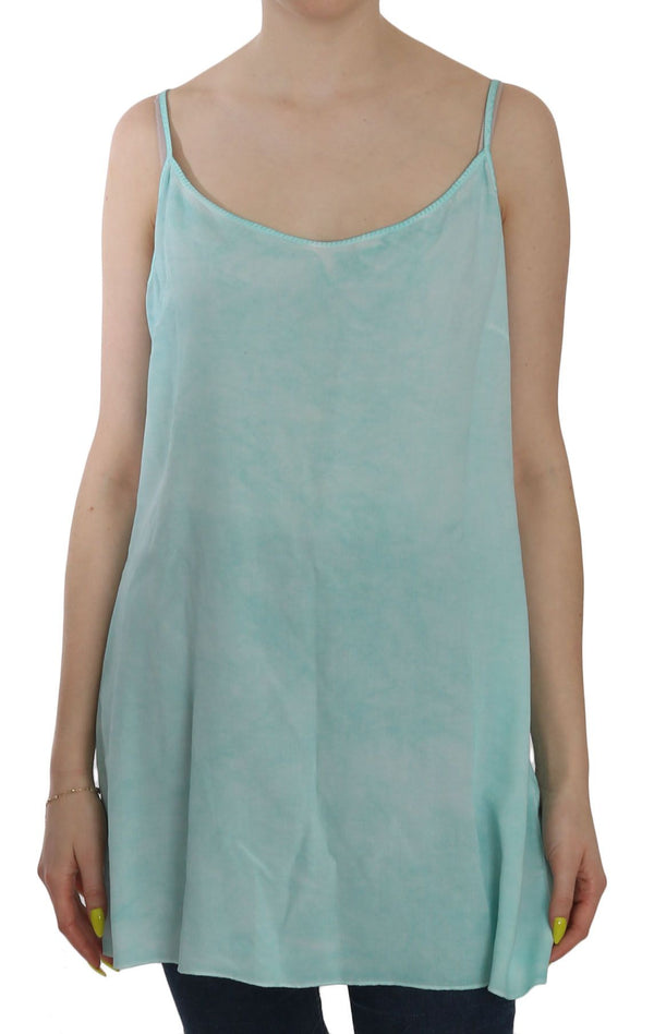 Elegant Spaghetti Strap Sleeveless Blue Top Ermanno Scervino