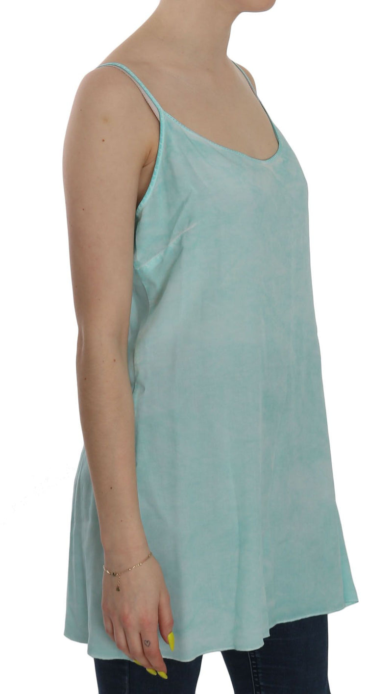 Elegant Spaghetti Strap Sleeveless Blue Top Ermanno Scervino