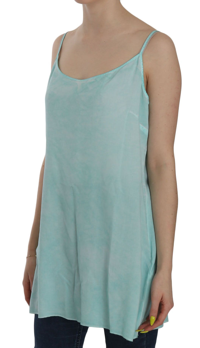 Elegant Spaghetti Strap Sleeveless Blue Top Ermanno Scervino