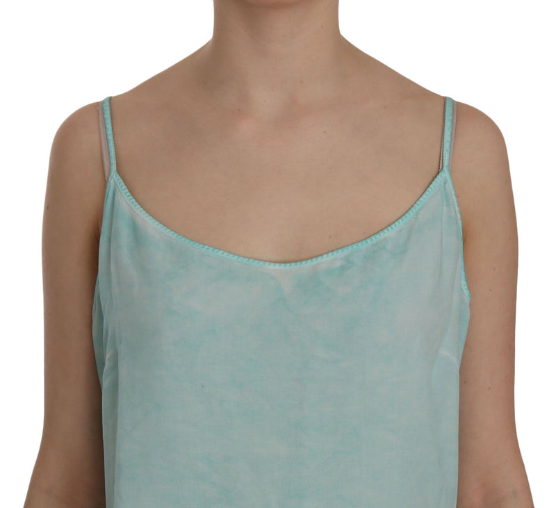 Elegant Spaghetti Strap Sleeveless Blue Top Ermanno Scervino