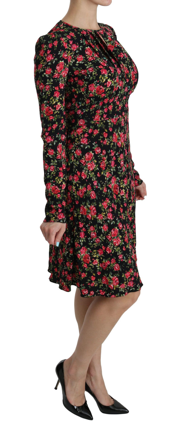 Floral A-Line Viscose Knee Length Dress Dolce & Gabbana