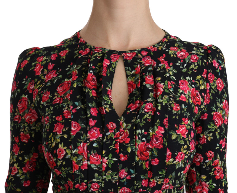 Floral A-Line Viscose Knee Length Dress Dolce & Gabbana