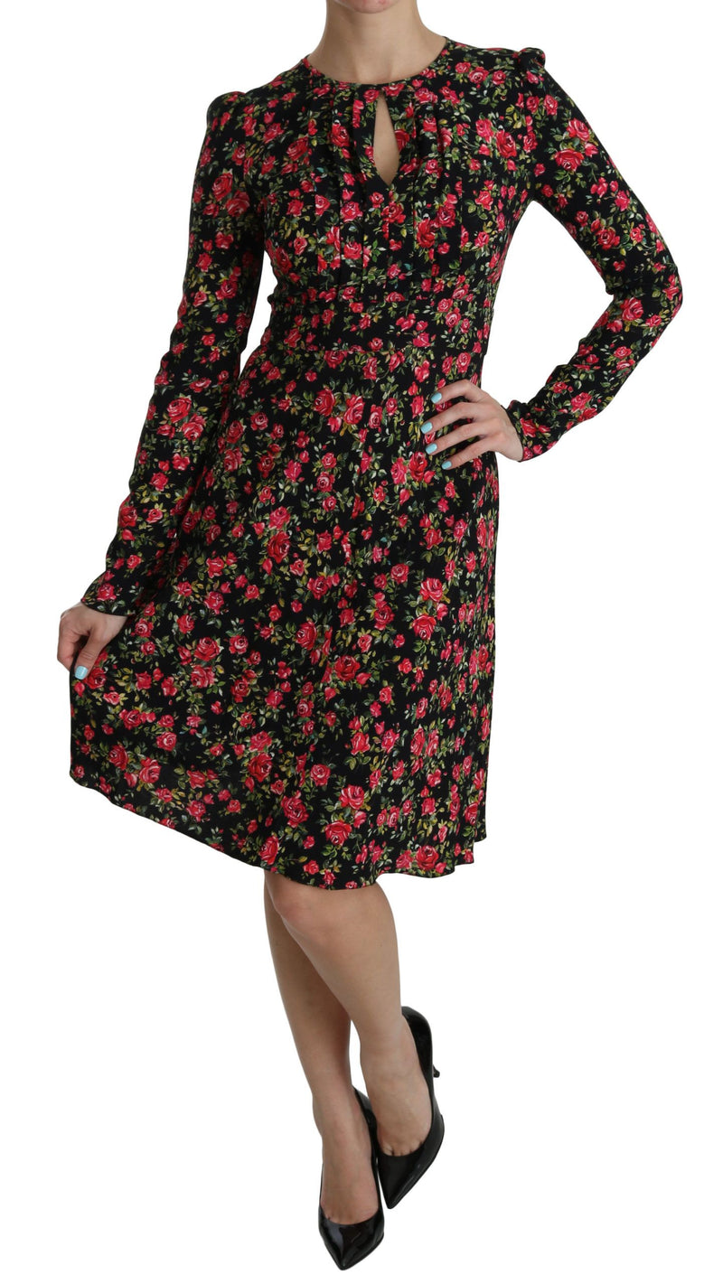 Floral A-Line Viscose Knee Length Dress Dolce & Gabbana