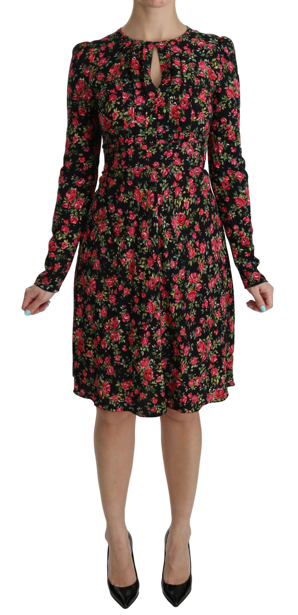 Floral A-Line Viscose Knee Length Dress Dolce & Gabbana