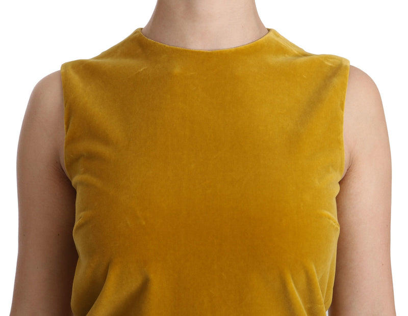 Mustard Velvet Shift Mini Dress Dolce & Gabbana