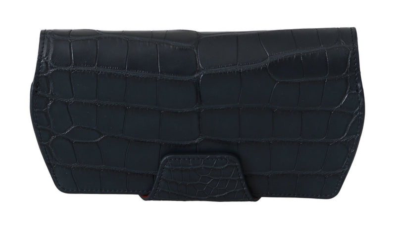 Elegant Blue Crocodile Leather Eyewear Pouch Dolce & Gabbana