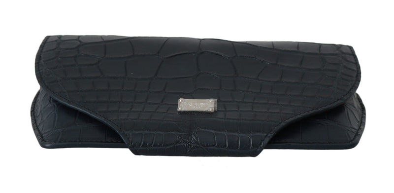 Elegant Blue Crocodile Leather Eyewear Pouch Dolce & Gabbana