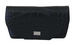 Elegant Blue Crocodile Leather Eyewear Pouch Dolce & Gabbana