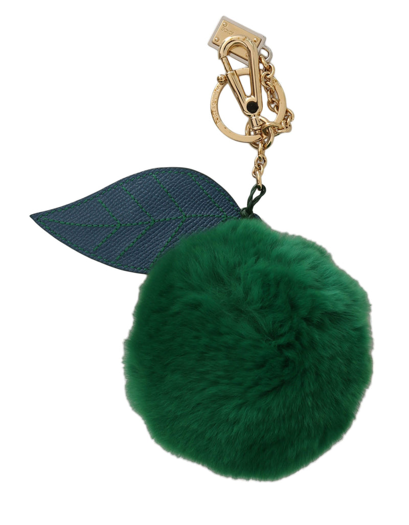 Elegant Tricolor Fur Ball Keychain Dolce & Gabbana