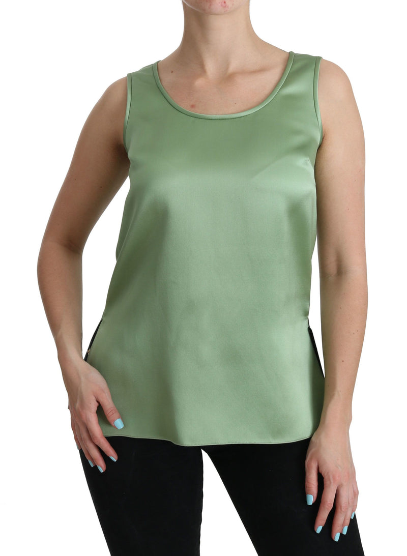 Elegant Silk Sleeveless Top in Light Mint Green Dolce & Gabbana