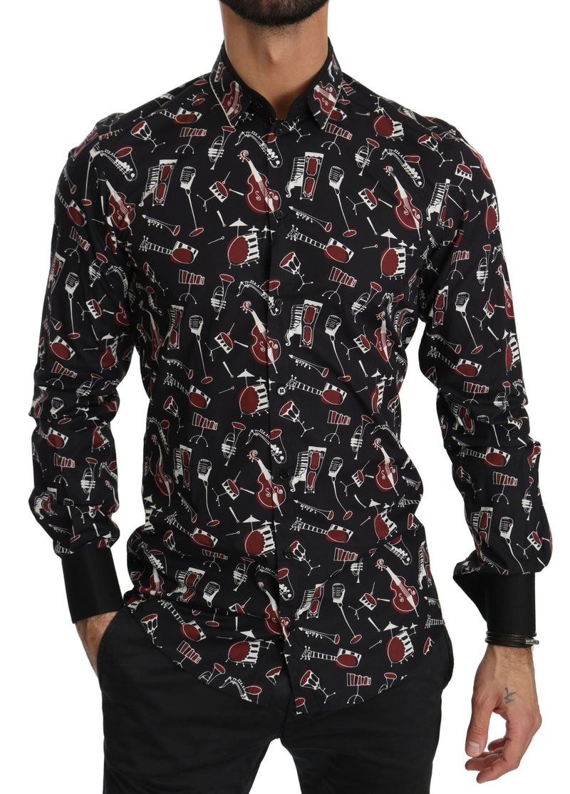 Black Musical Instrument Slim fit Shirt Dolce & Gabbana