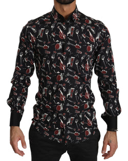 Black Musical Instrument Slim fit Shirt Dolce & Gabbana