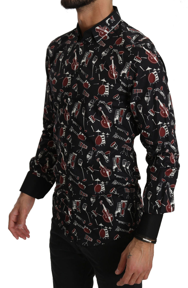 Black Musical Instrument Slim fit Shirt Dolce & Gabbana