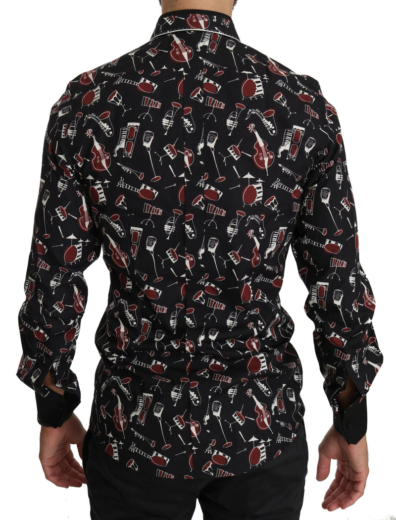 Black Musical Instrument Slim fit Shirt Dolce & Gabbana