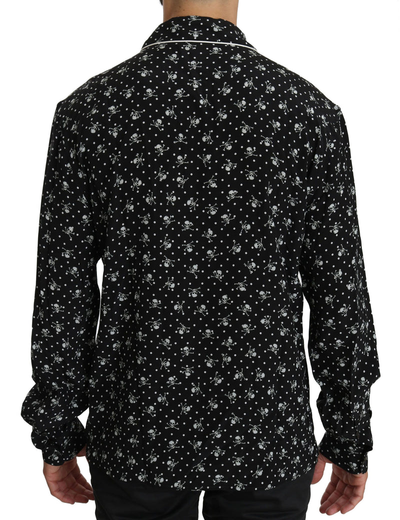 Elegant Silk Pajama Shirt with Skull Print Dolce & Gabbana