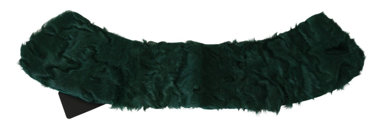 Elegant Lambskin Fur Scarf in Lush Green Dolce & Gabbana