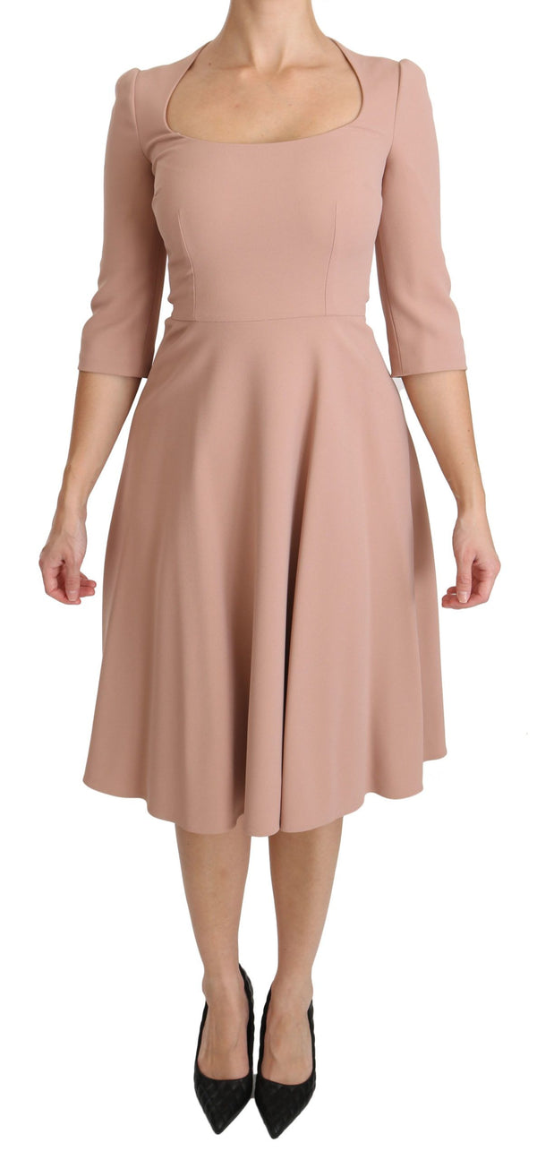 Elegant Light Pink A-Line Knee Length Dress Dolce & Gabbana