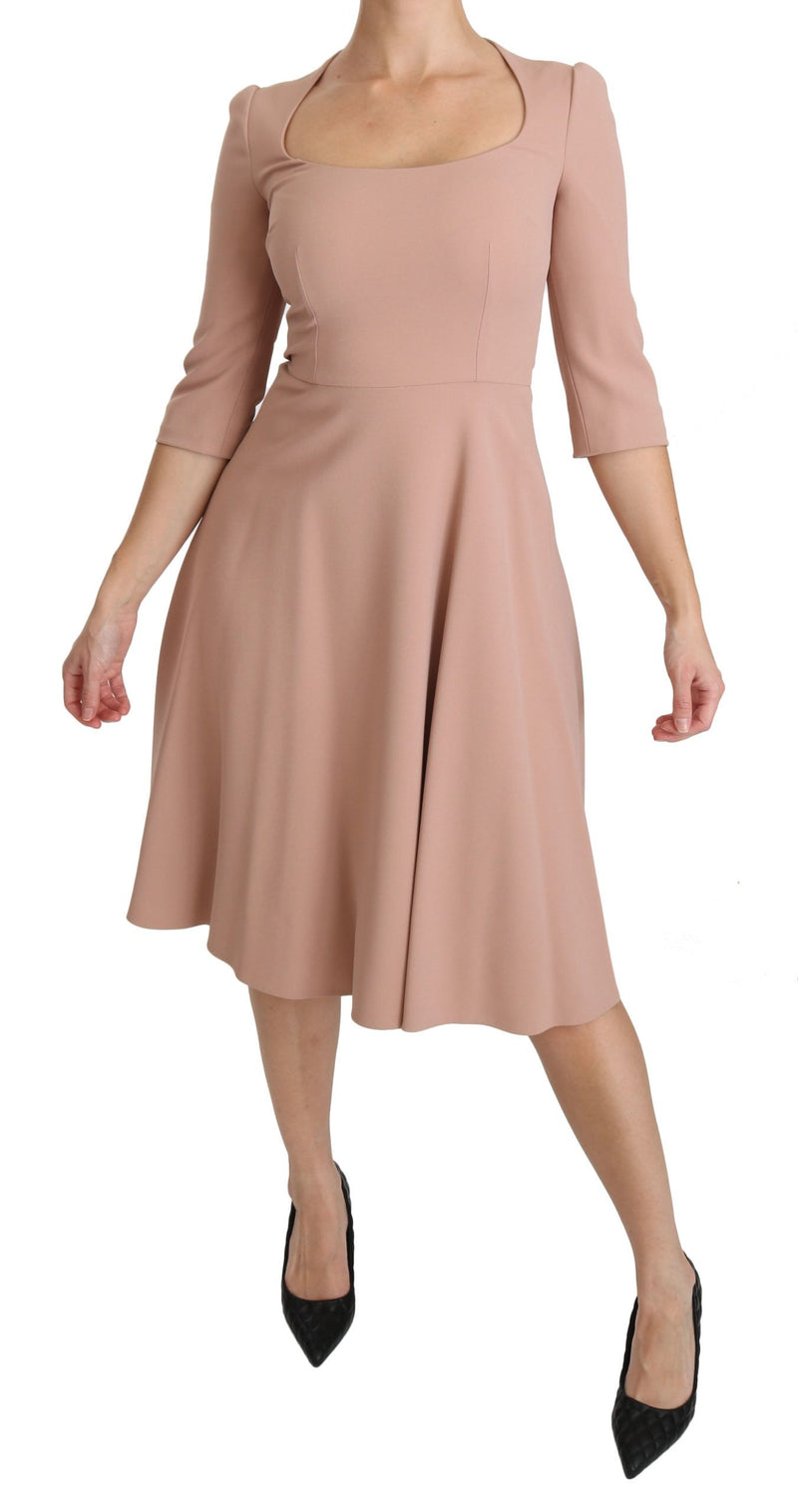 Elegant Light Pink A-Line Knee Length Dress Dolce & Gabbana