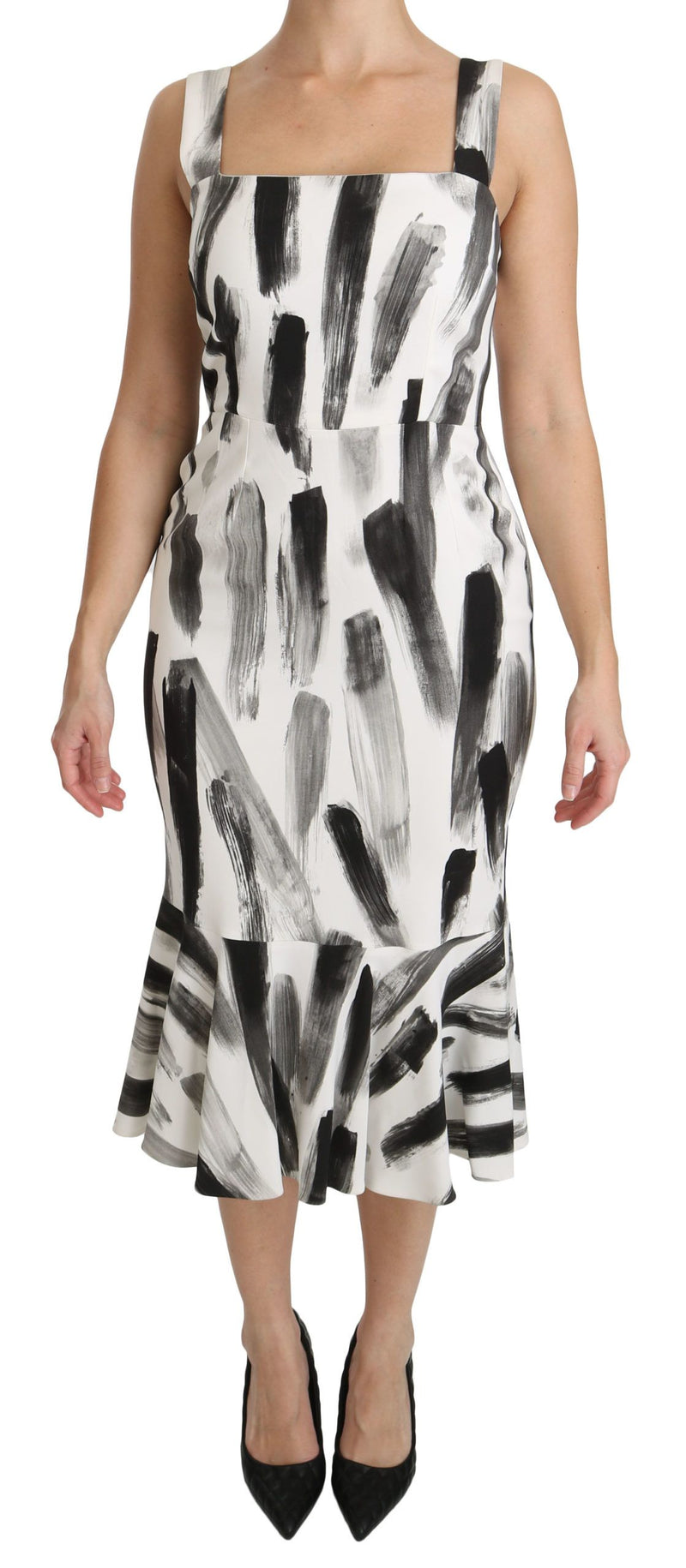 Chic Monochrome Sheath Midi Dress Dolce & Gabbana