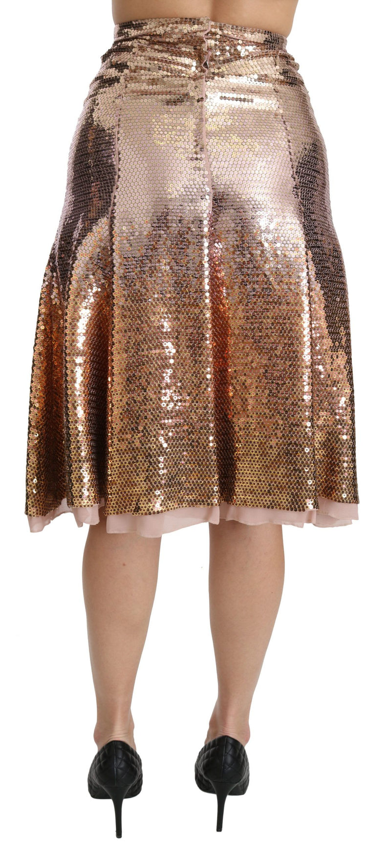 Gold Sequined High Waist Skirt Dolce & Gabbana