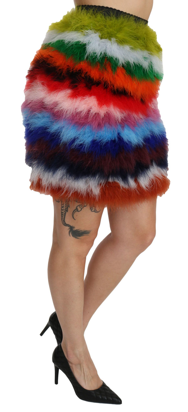 Chic Feather Embellished High Waist Skirt Dolce & Gabbana