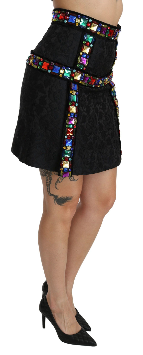 Elegant High-Waist Embellished Black Skirt Dolce & Gabbana