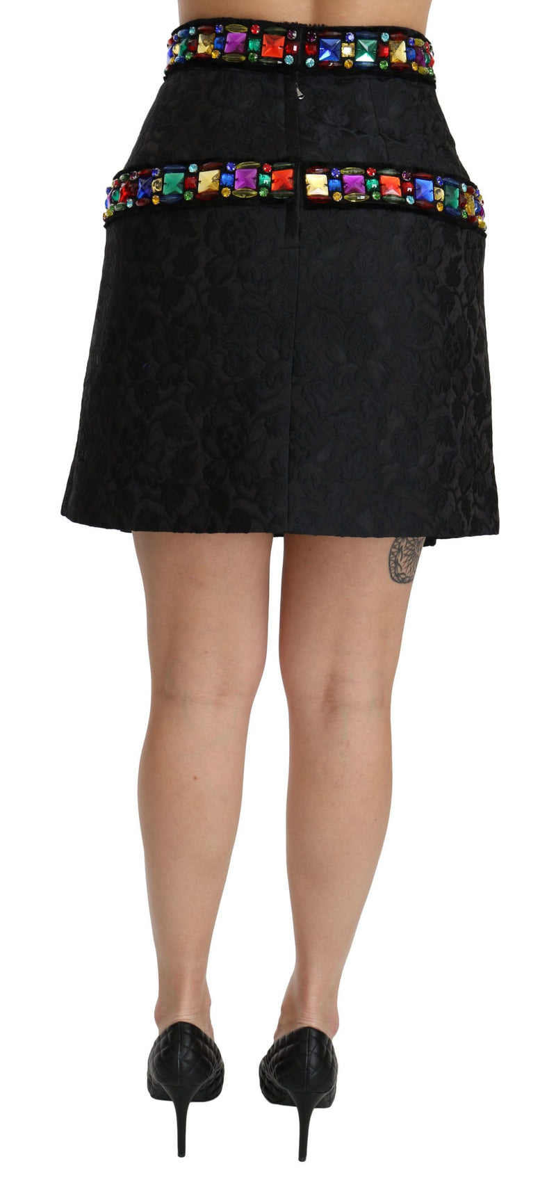 Elegant High-Waist Embellished Black Skirt Dolce & Gabbana