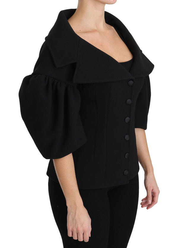 Elegant Black Virgin Wool Coat Dolce & Gabbana