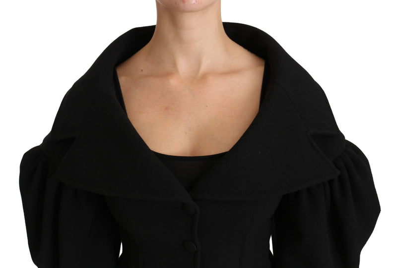 Elegant Black Virgin Wool Coat Dolce & Gabbana