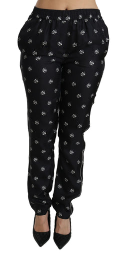 Elegant Mid Waist Skinny Silk Pants Dolce & Gabbana