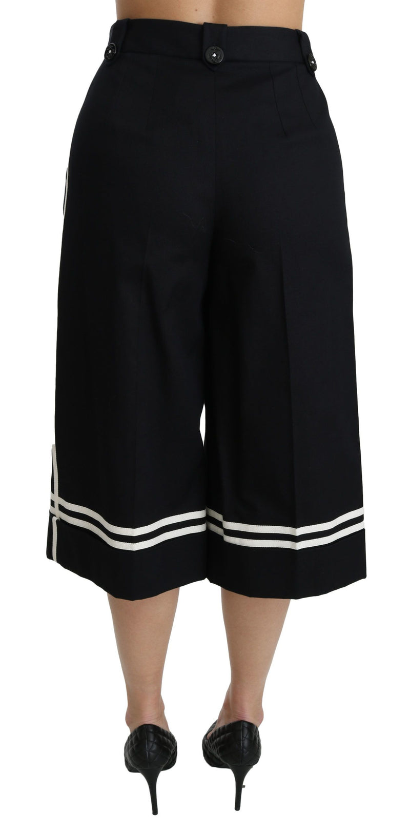 High Waist Palazzo Cropped Pants in Black Lemon Dolce & Gabbana