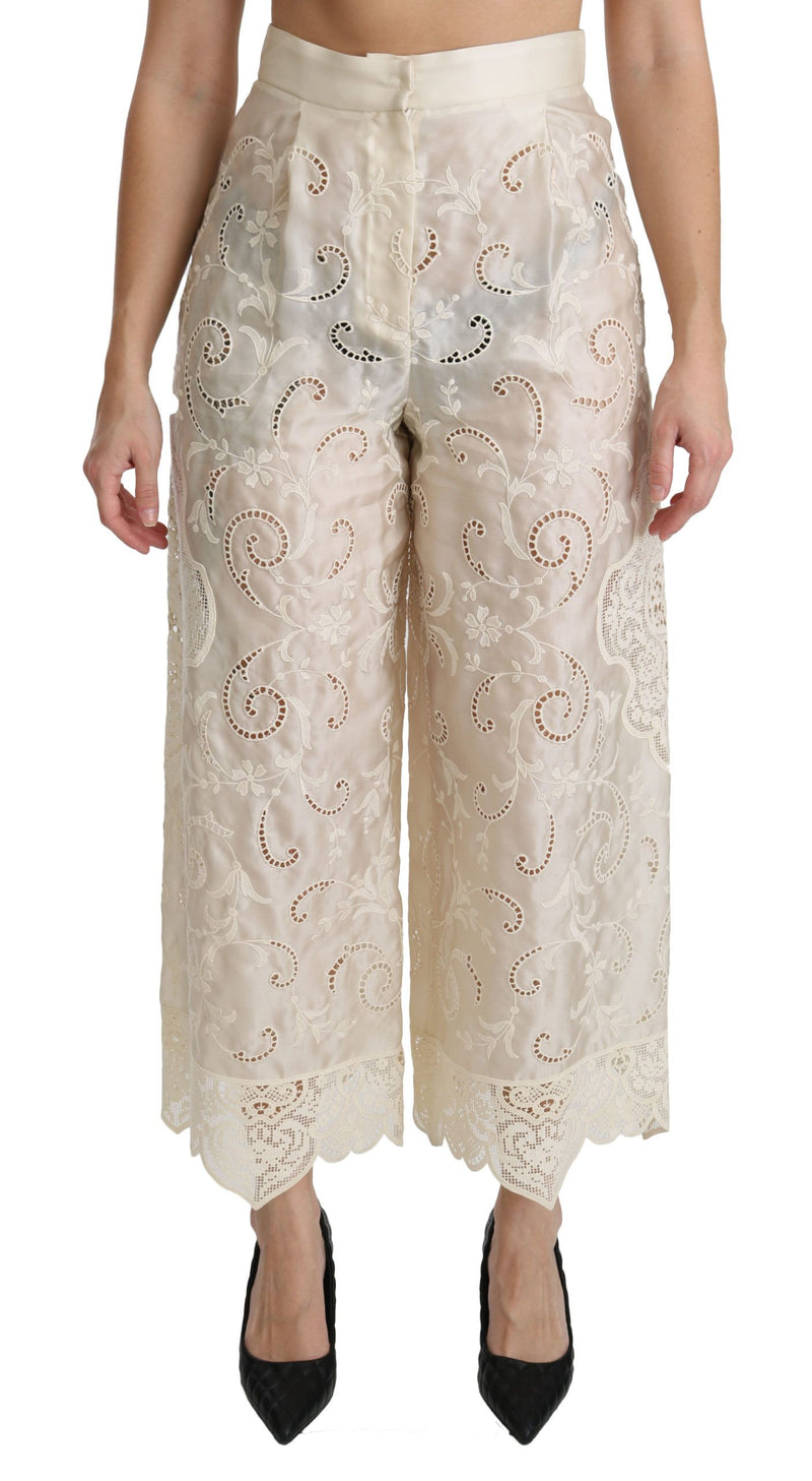 Elegant High Waist Palazzo Cropped Pants Dolce & Gabbana