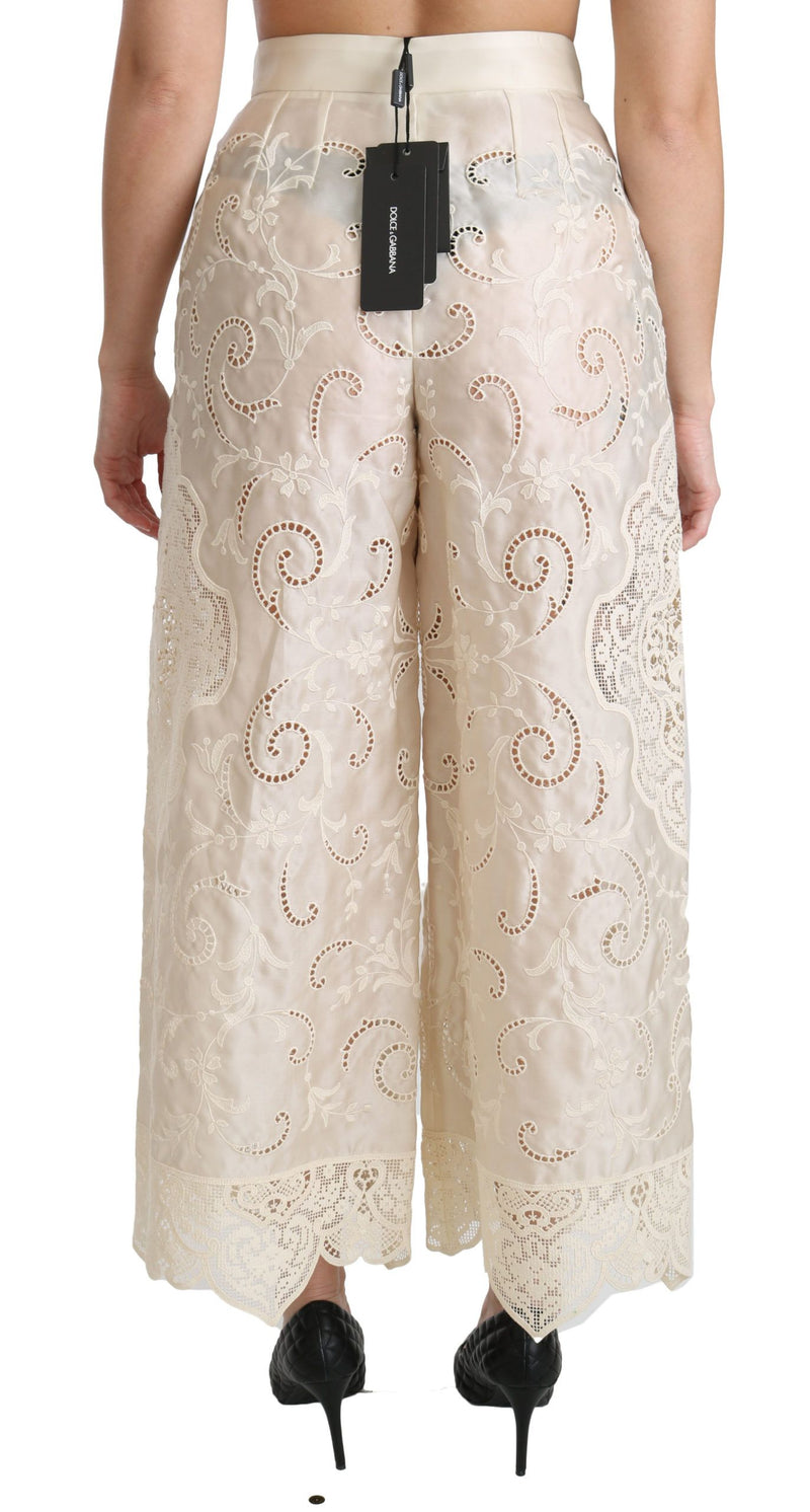 Elegant High Waist Palazzo Cropped Pants Dolce & Gabbana