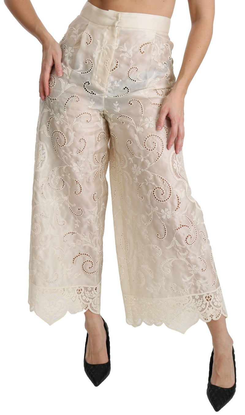 Elegant High Waist Palazzo Cropped Pants Dolce & Gabbana