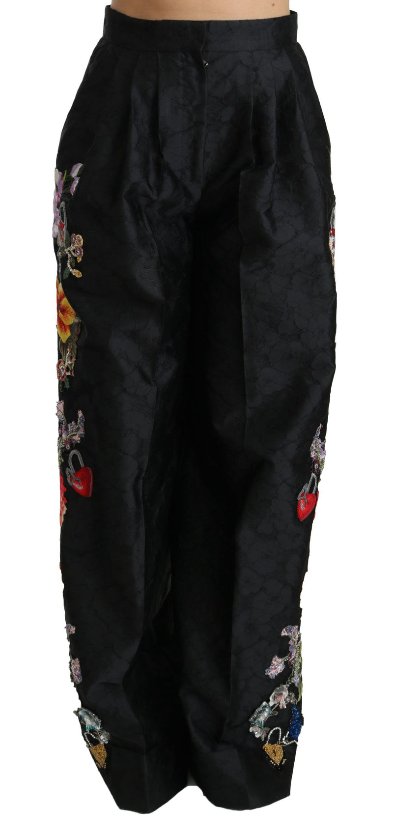 Elegant High Waist Wide Leg Floral Pants Dolce & Gabbana