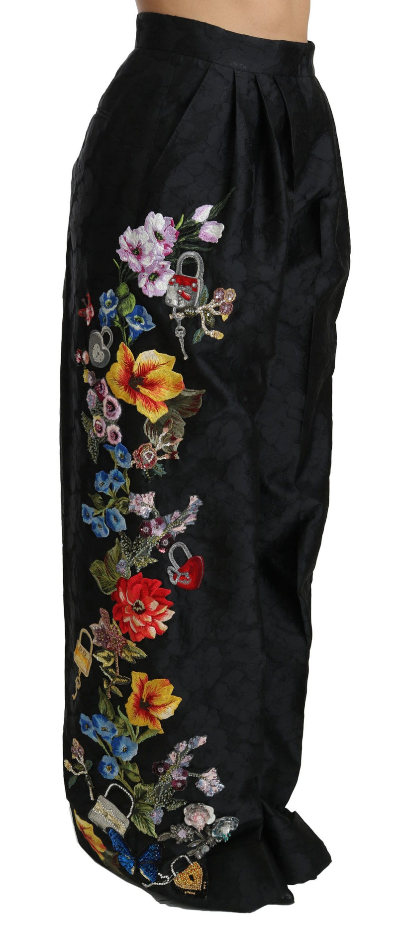 Elegant High Waist Wide Leg Floral Pants Dolce & Gabbana