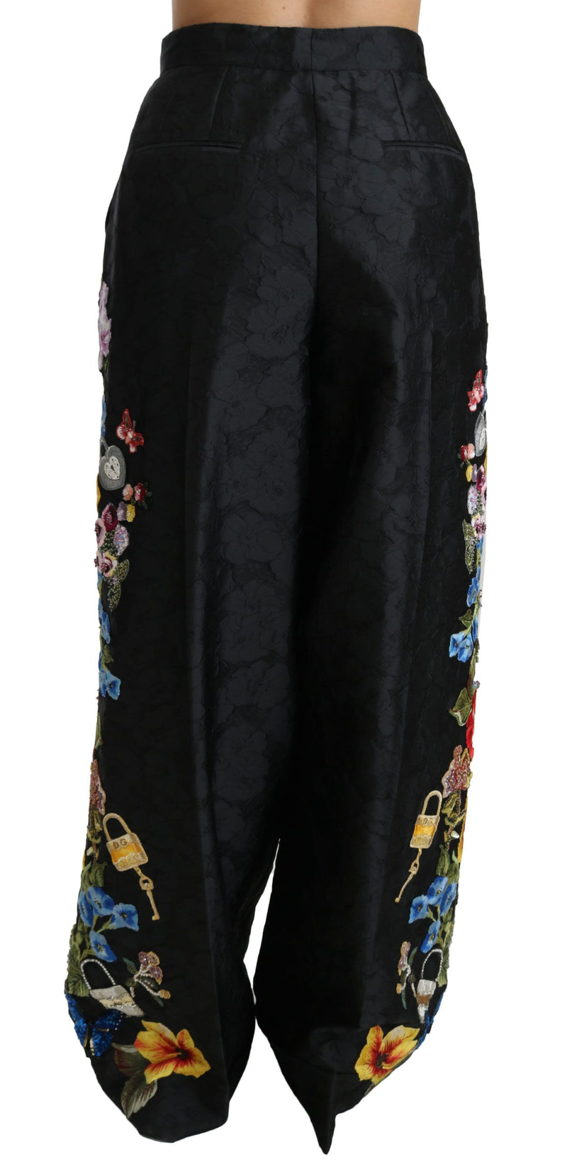 Elegant High Waist Wide Leg Floral Pants Dolce & Gabbana