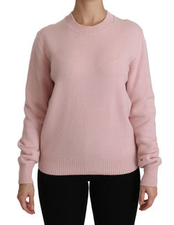 Cashmere-Blend Pink Crew Neck Sweater Dolce & Gabbana