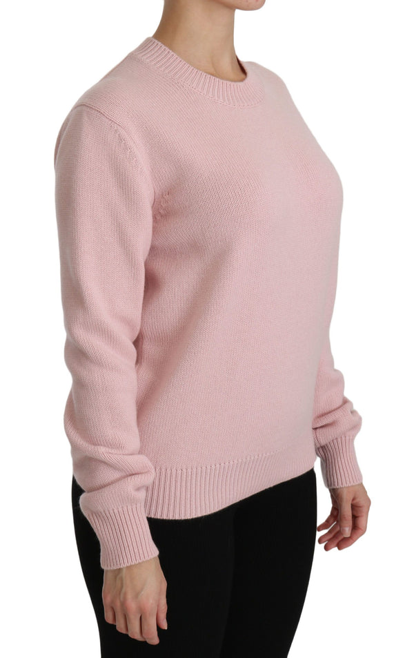 Cashmere-Blend Pink Crew Neck Sweater Dolce & Gabbana