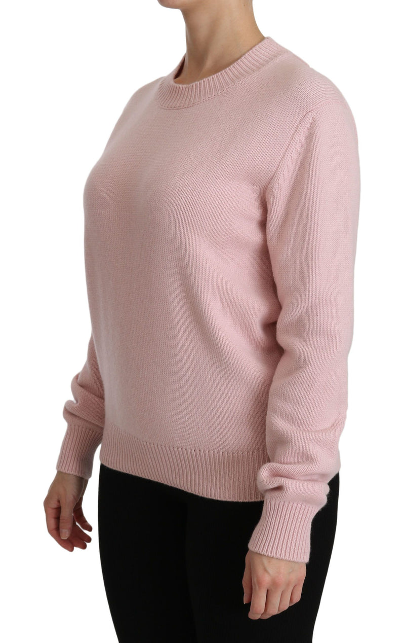 Cashmere-Blend Pink Crew Neck Sweater Dolce & Gabbana