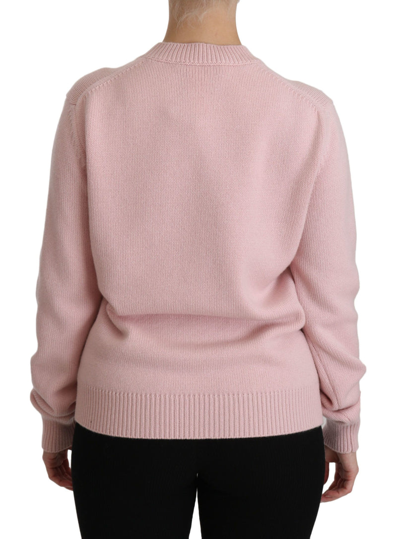 Cashmere-Blend Pink Crew Neck Sweater Dolce & Gabbana