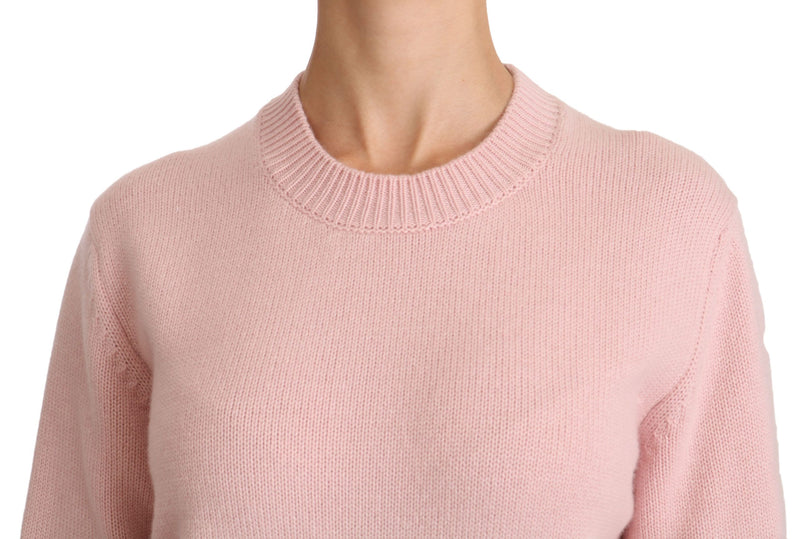 Cashmere-Blend Pink Crew Neck Sweater Dolce & Gabbana