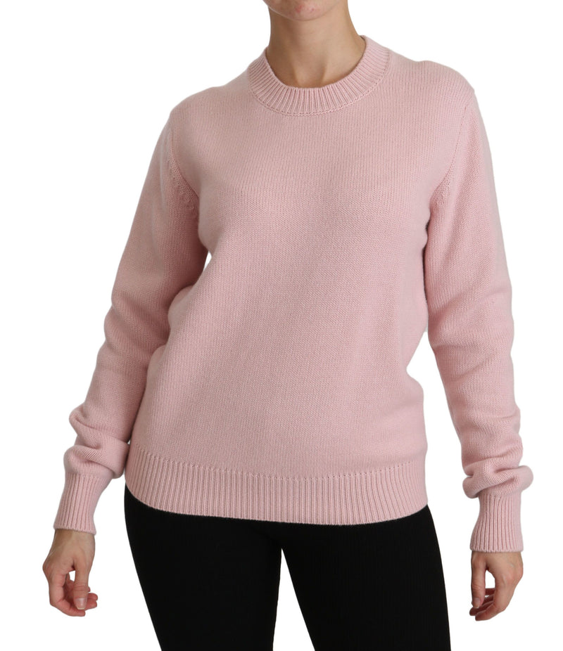 Cashmere-Blend Pink Crew Neck Sweater Dolce & Gabbana