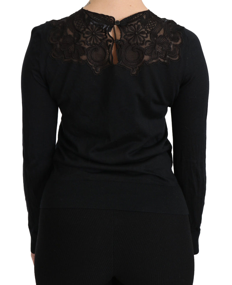 Elegant Silk-Blend Black Lace Blouse Dolce & Gabbana