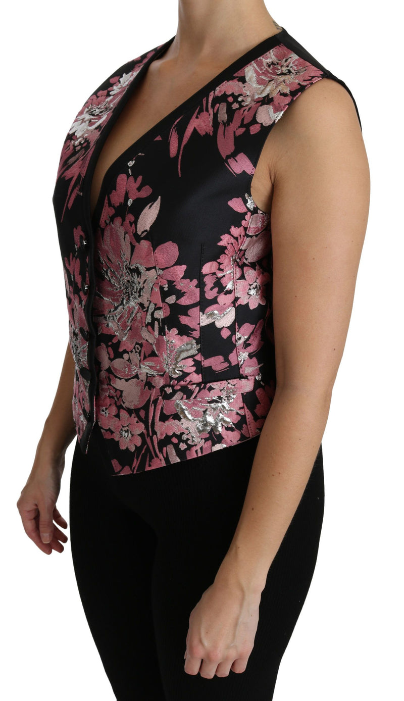 Elegant Floral Brocade Plunging Vest Top Dolce & Gabbana