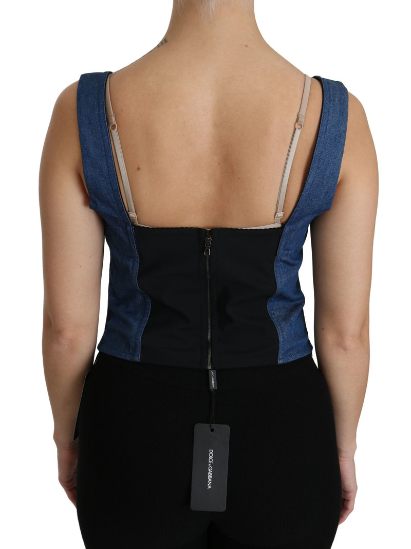 Elegant Sleeveless Bustier Top in Blue Dolce & Gabbana