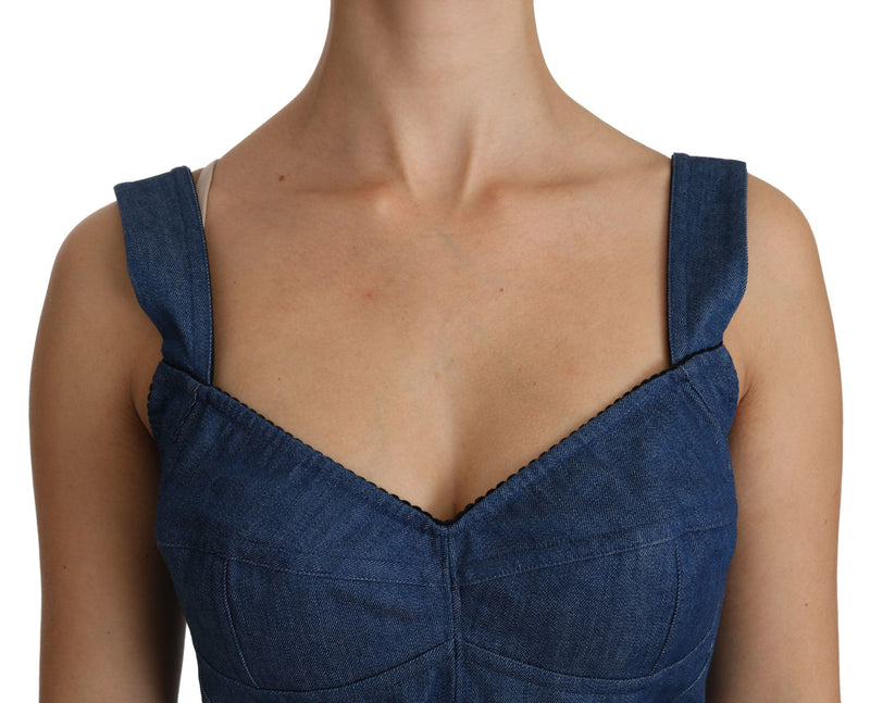 Elegant Sleeveless Bustier Top in Blue Dolce & Gabbana