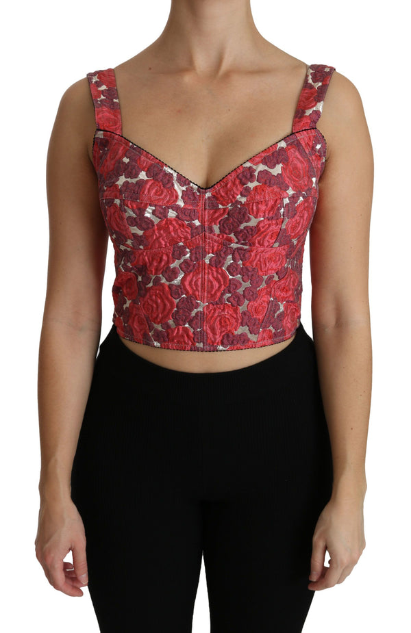 Elegant Floral Brocade Cropped Top Dolce & Gabbana