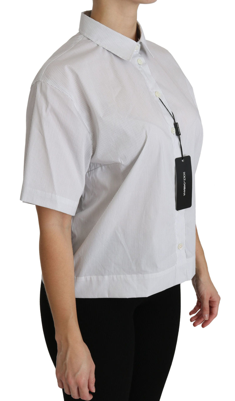 Elegant White Cotton Polo Top Dolce & Gabbana