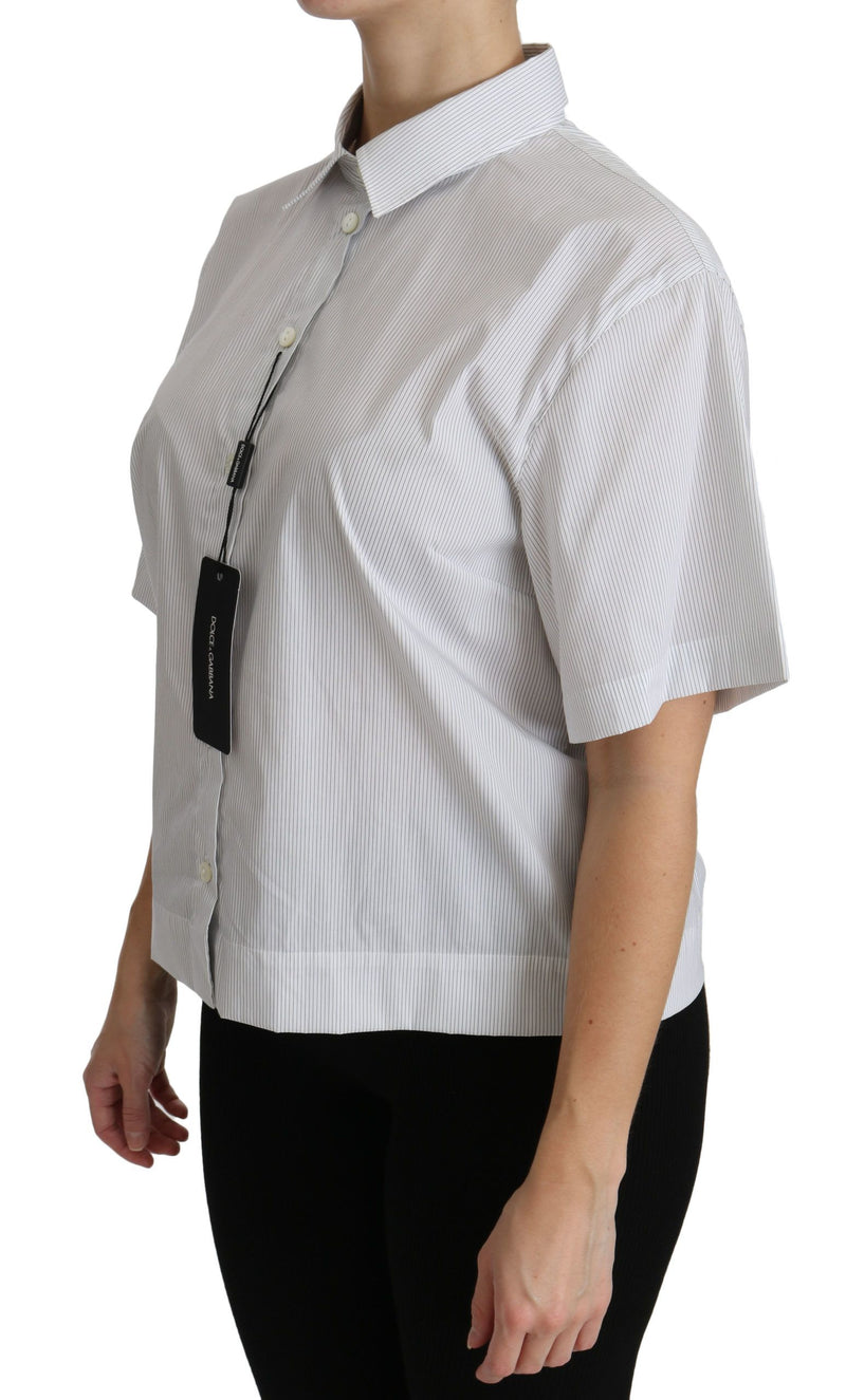 Elegant White Cotton Polo Top Dolce & Gabbana